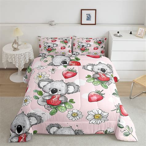 Kids Koala Bedding Ts For Kids Cartoon Koala Print Bed Comforter Set