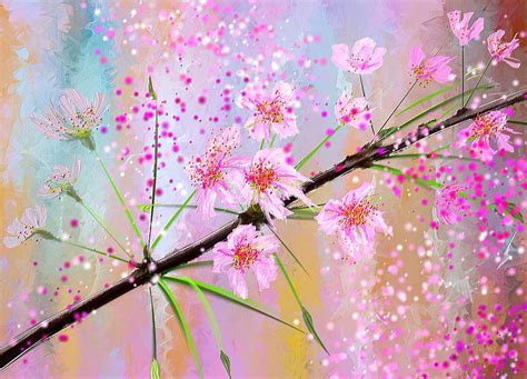 Cherry Blossoms Art Painting By Lourry Legarde