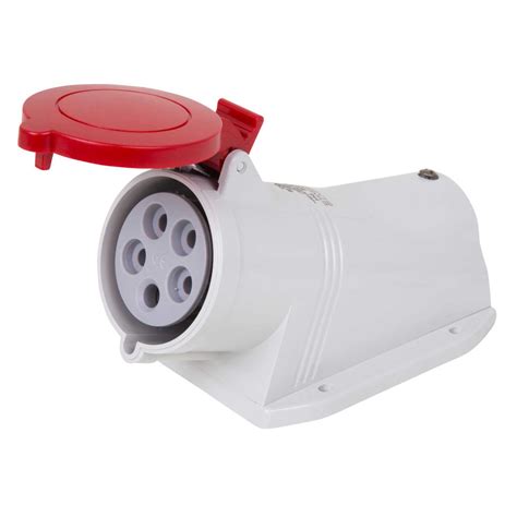 Scame Optima Base 32a 3pne 415v Wall Mounted Socket Ip44 Red 513