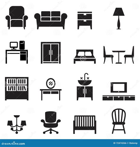 Furniture Icons Stock Illustration Illustration Of Pictogram 72474266