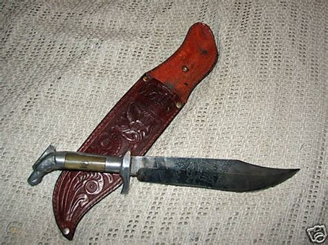 Mexican Bowie Knife Indian Chief Eagle Tooled Sheath 40807957