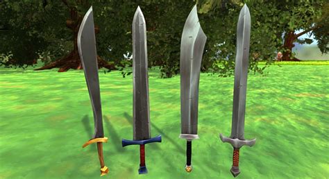 3d Model Hand Painted Medieval Fantasy Sword Pack 01 Vr Ar Low Poly