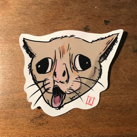 Coughing Cat Vinyl Sticker Meme Cat Vinyl Sticker Etsy