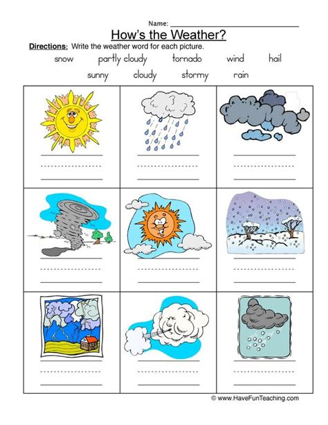 Weather Names Worksheet Have Fun Teaching Weather Worksheets Have