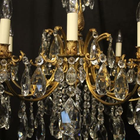 Italian Gilded Bronze And Crystal 10 Light Antique Chandelier 858046