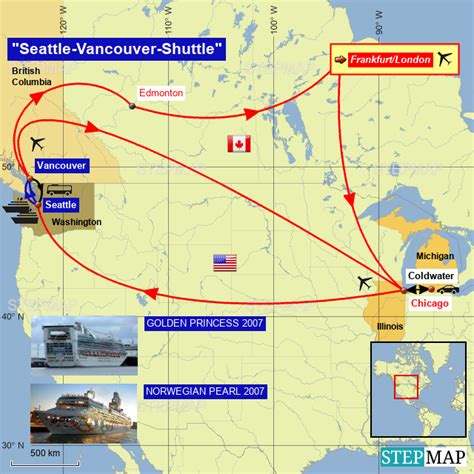 Stepmap Seattle Vancouver Shuttle Landkarte Für Nordamerika