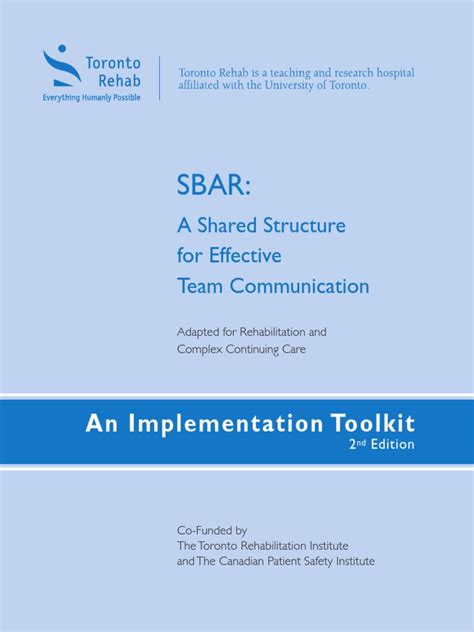 Sbar Toolkit Pdf Patient Safety Health Care