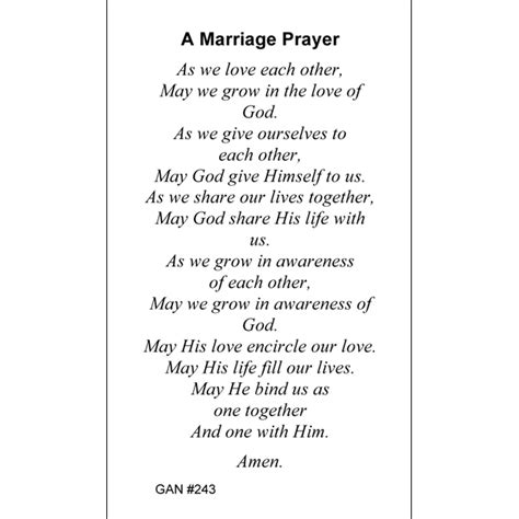 Marriage Prayer Card Gannons Prayer Card Co