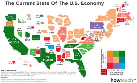 Size Of Us States By Their Economy Color Coded By Their Economic