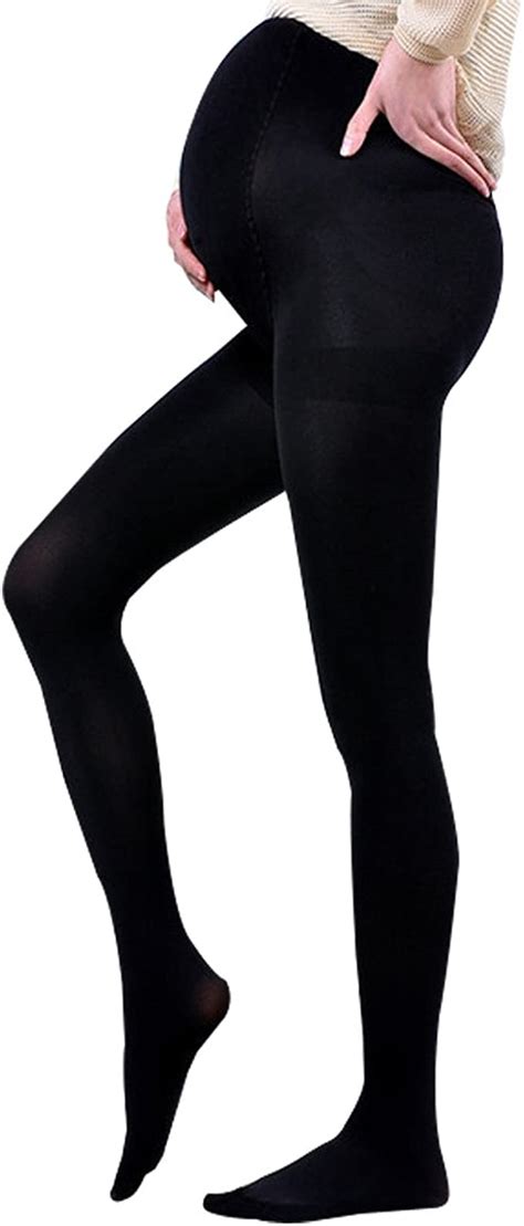 Black Seamless Comfortable Maternity Tights For Pregnancy 120D Black