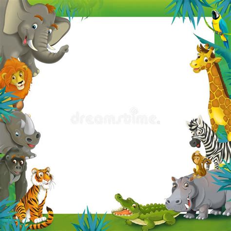 Cartoon Safari Jungle Frame Border Template Illustration For The
