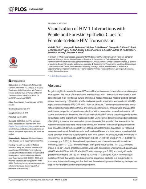 Pdf Visualization Of Hiv 1 Interactions With Penile And Foreskin