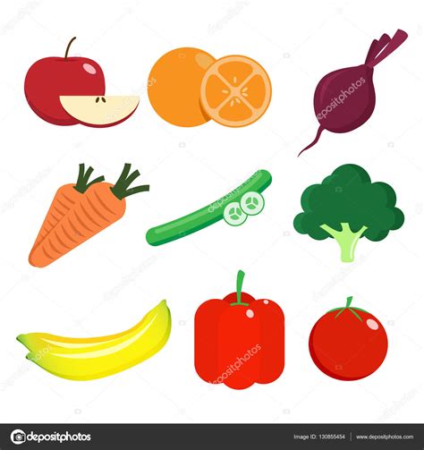 Imágenes Frutas Y Verduras Separadas Frutas Y Verduras Iconos