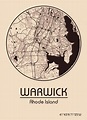Karte / Map ~ Warwick, Rhode Island - Vereinigte Staaten von Amerika ...