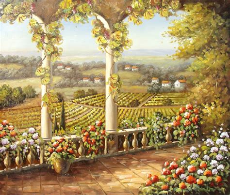 Country Vineyard Hand Painted Oil Painting On Canvas Property Room