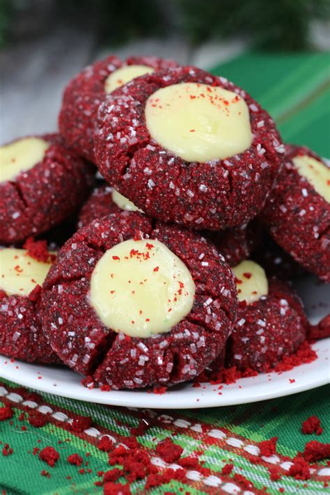 Red Velvet Cheesecake Thumbprint Cookies