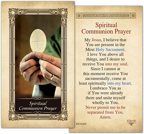 Comunión Espiritual Oracion Tarjeta De Oración Laminado Paquete De 25