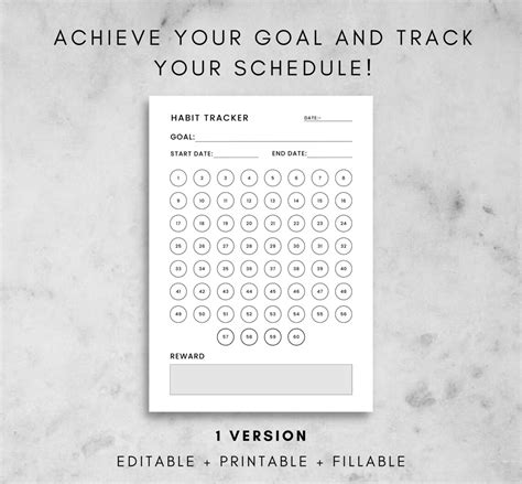 60 Day Challenge Goal Setting Progress Tracker Habit Etsy