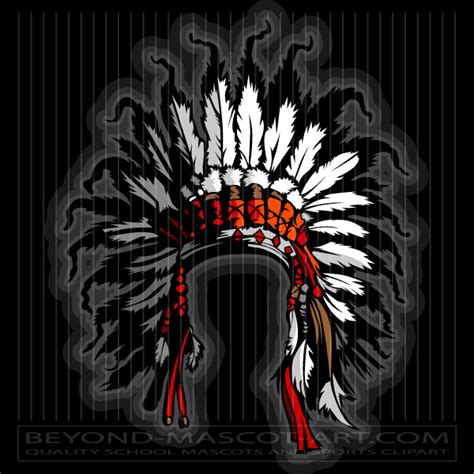 Indian Chief Headdress Graphic Vector School Mascot Clipart