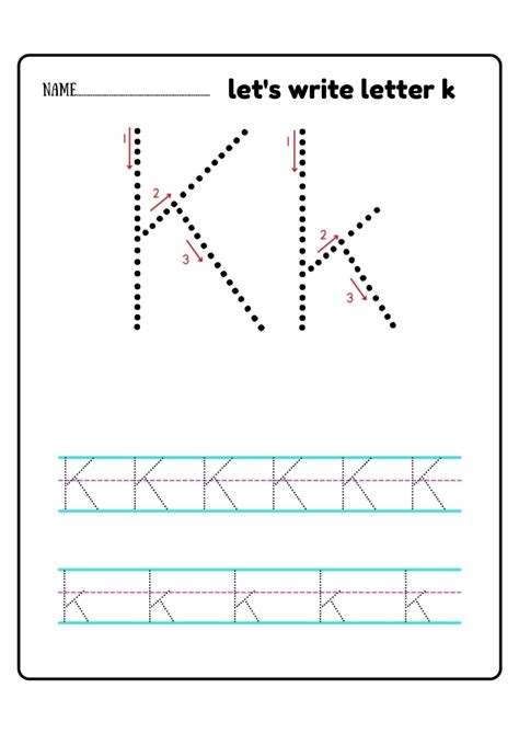 Lower Case K Practice Worksheets Free Printable