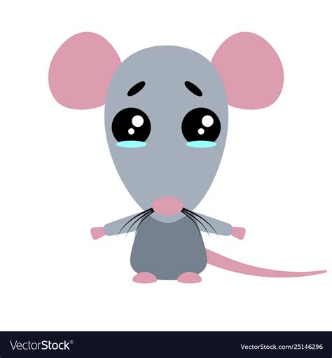 Cute Rat Cartoon Sad Character White Royalty Free Vector