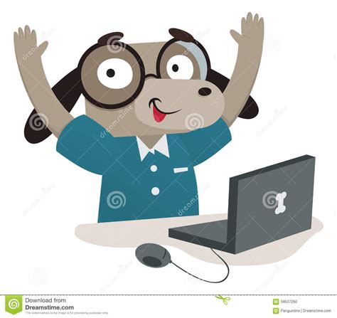 Nerd Dog Using A Computer Stock Vector Illustration Of Mouse 58537260