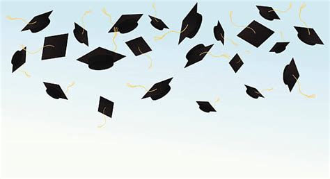 Graduation Caps In Air Illustrations Royalty Free Vector Graphics
