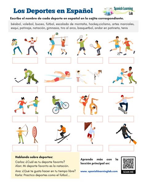 Common Sports In Spanish Pdf Worksheet Spanish Learning Lab