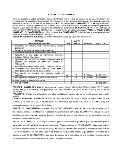 Doc Contrato Civil De Obra Juan Betancur