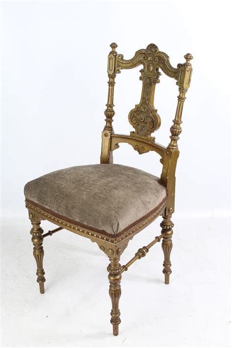 Small Pair Of Victorian Carved Gilt Chairs