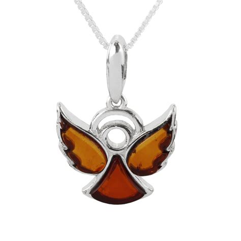 Sterling Silver Baltic Amber Angel Pendant