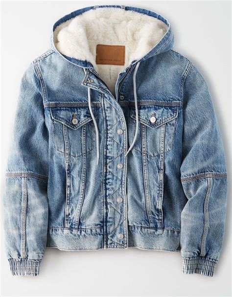 ae faux sherpa lined hooded denim jacket hooded denim jacket denim