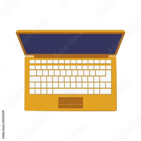 Yellow Laptop Computer Device Icon Over White Background Top View