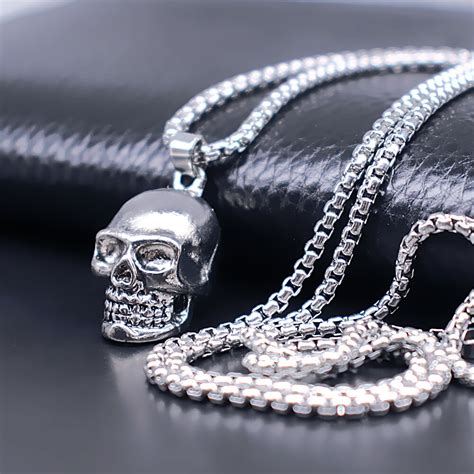 New Fashion 3d Gothic Skull Skeleton Pendants Necklace Punk Style Mens