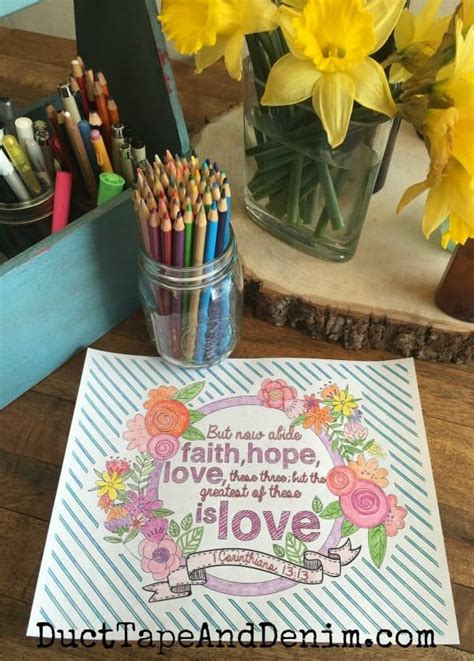 Just print, cut, punch holes, attach with a book ring or string, & color. FREE Adult Coloring Pages, 1 Corinthians 13:13