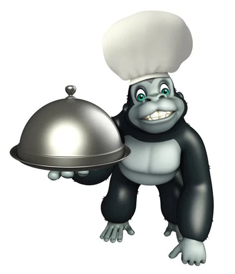 Gorilla Cartoon Character With Chef Hat Stock Photo By