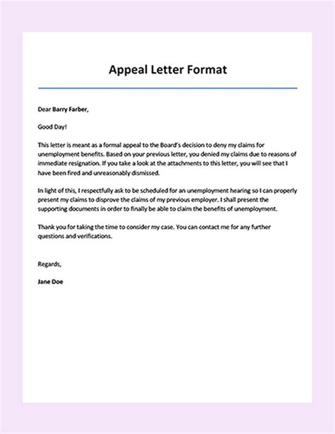 Appeal Letter Template For Unemployment Onvacationswall Com
