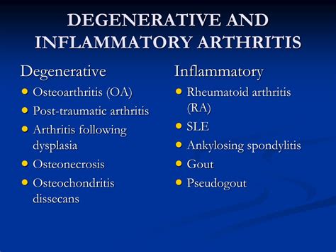 Ppt Inflammatory And Degenerative Joint Diseases Powerpoint
