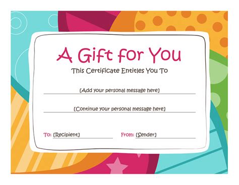 This free printable certificate allows you to fill in the details about a special accomplishment you want to recognize. Birthday gift certificate (Bright design) - Templates ...