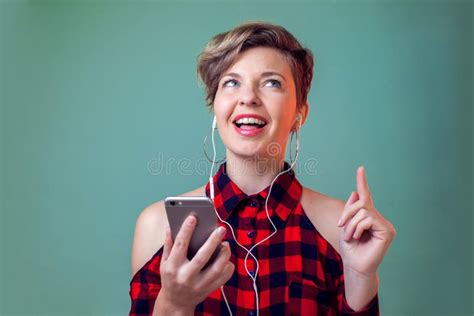 People And Emotions A Portrait Of Smiling Woman With Short Hair In