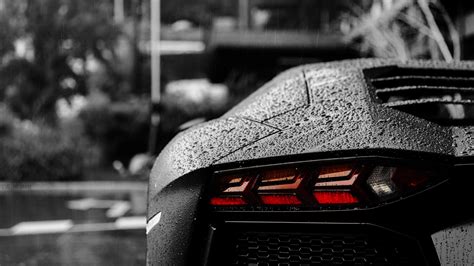 Car Lamborghini Aventador Bokeh Water Drops Lamborghini Rain