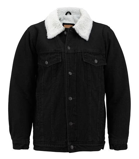 Vkwear Mens Classic Button Up Sherpa Fleece Lined Cotton Denim