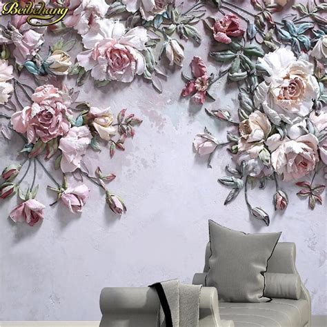 Beibehang Custom Photo Wallpaper Papel De Parede 3d Embossed Rose Wall