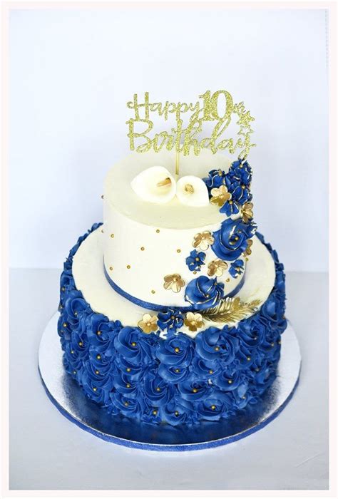Royal Blue Gold Cake Tortas De Quinceañeras Tortas Bonitas Tortas
