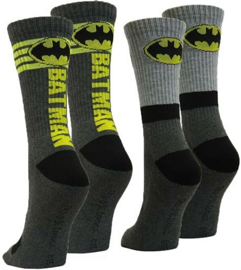 Hyp Dc Comics Batman Men Crew Socks Gray 2pairs Shoe Size 6 12 Ebay