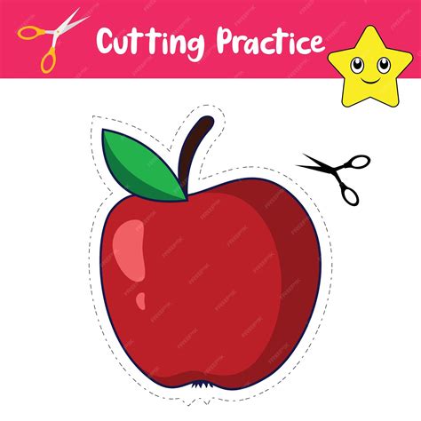 Premium Vector Colorful Apple Cutting Practice Worksheets For Kids