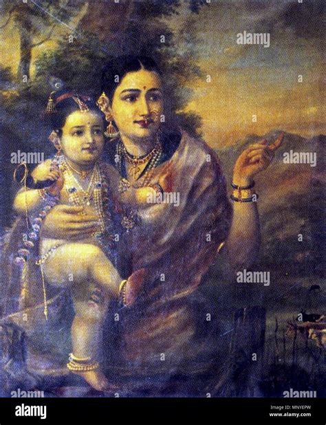 Raja Ravi Varmas Painting Of Sri Krishna As A Young Child With Foster
