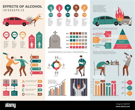 Alcoholism Infographics Dangerous Drunk Driver Alcoholic Health Vector