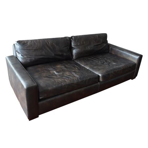 This product has no reviews yet. Restoration Hardware Maxwell Leather Sofa | Chairish