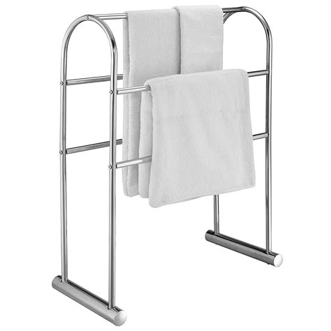 Mygift Inch Silver Chrome Plated Metal Freestanding Bathroom Towel
